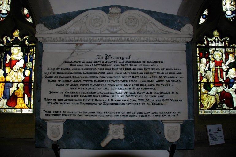 Bronte memorial in the church, Haworth